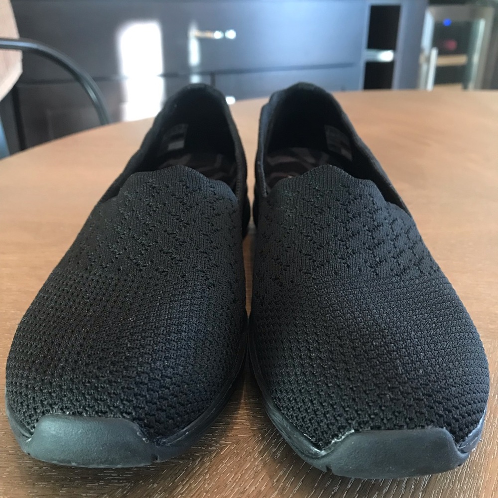 Skechers Black Slip-On Knit Sneakers - Picture 3 of 12